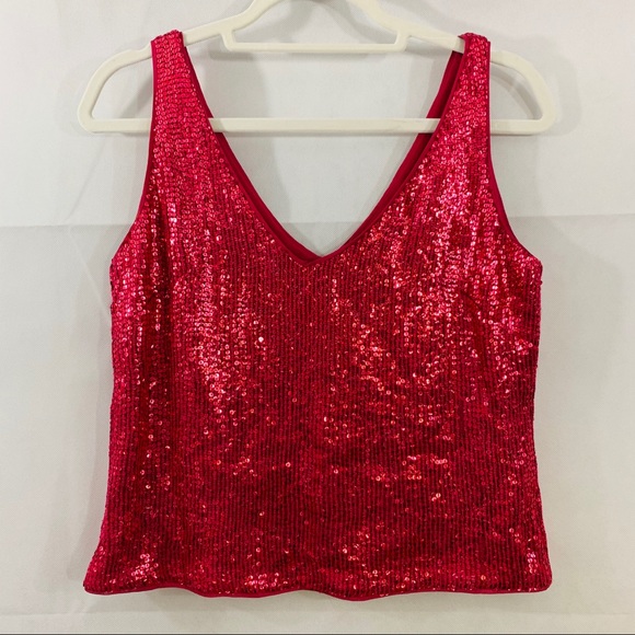 Banana Republic Tops - Banana Republic pink silk sequin tank top